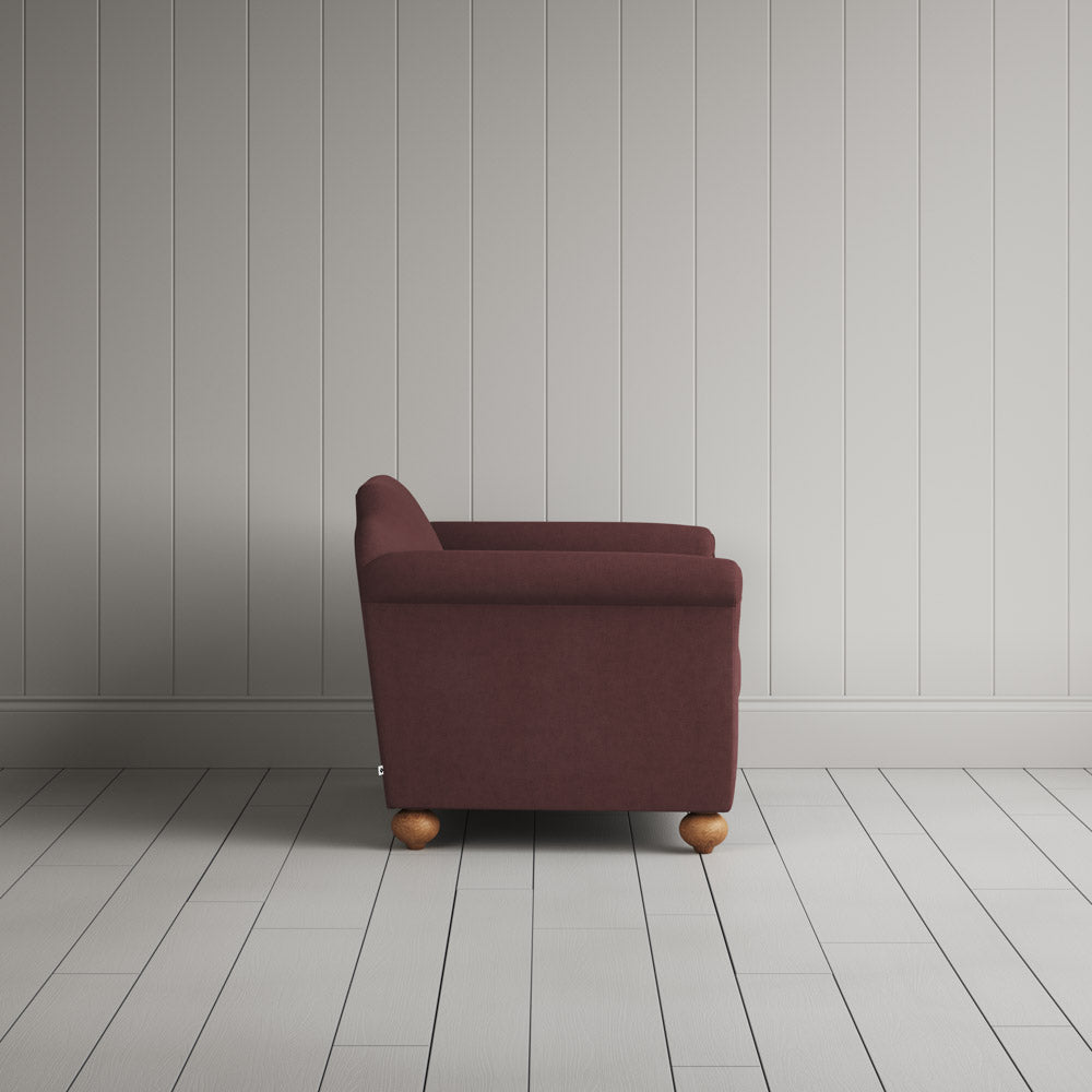  Side Profile of Dolittle Love Seat in Laidback Linen Damson 