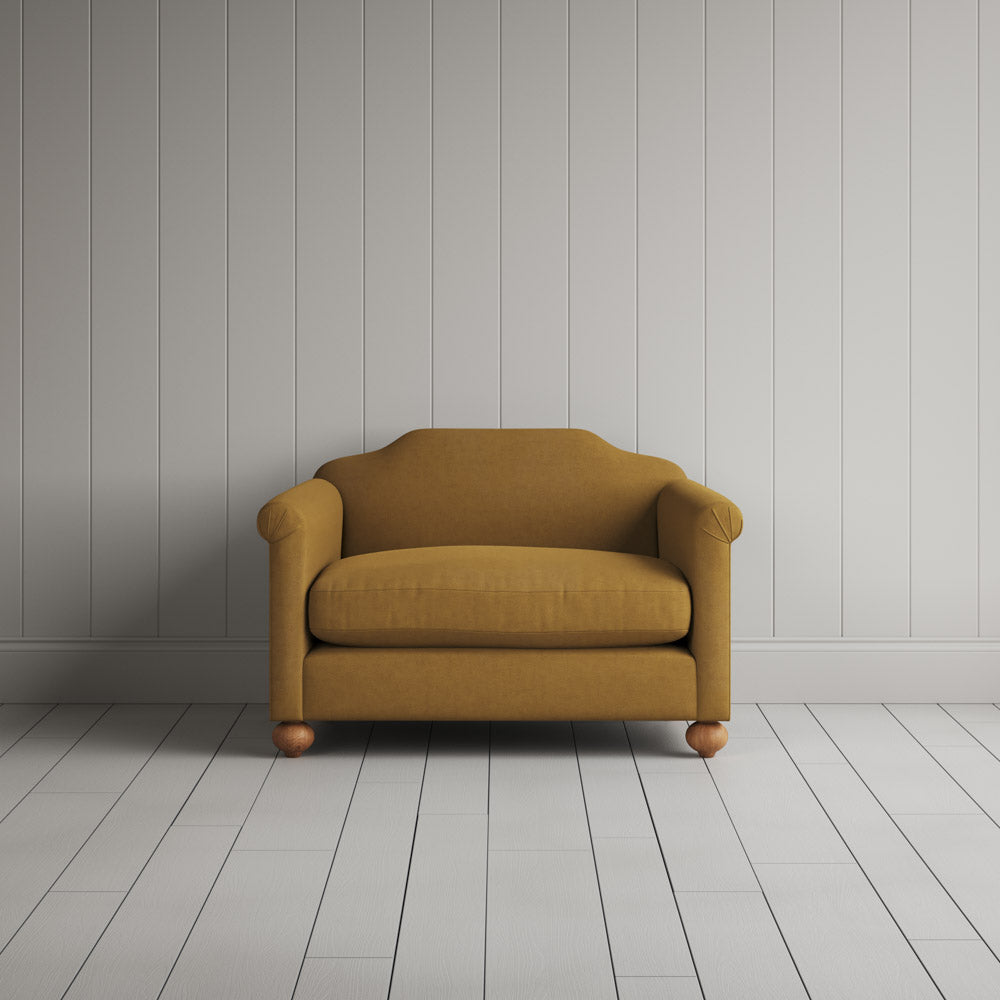  Front View of Dolittle Love Seat in Laidback Linen Ochre 