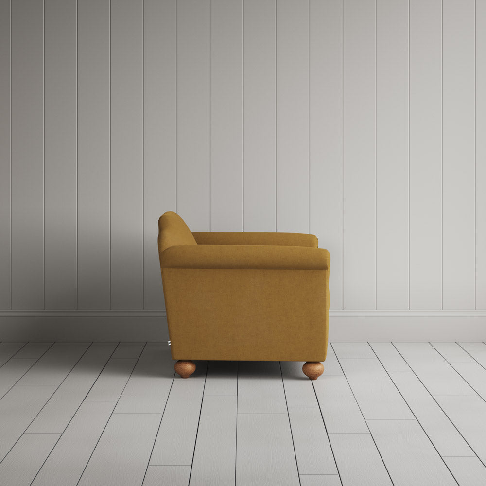 Side View of Dolittle Love Seat in Laidback Linen Ochre