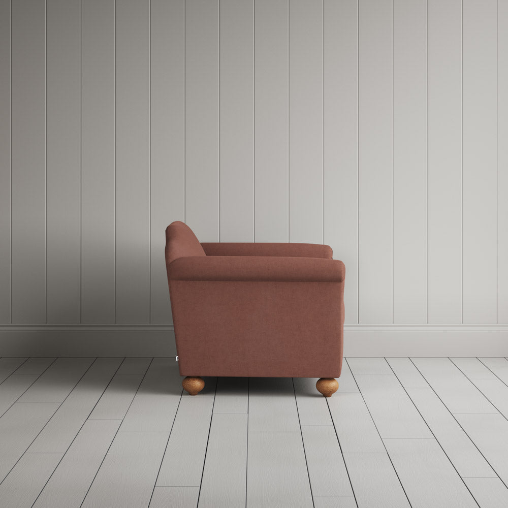 Side View of Dolittle Love Seat in Laidback Linen Sweet Briar