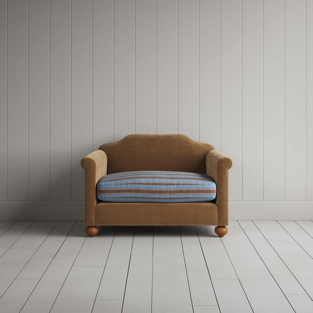 Dolittle Love Seat in Classic Corduroy Stone Beige Frame and Regatta Blue Seat 