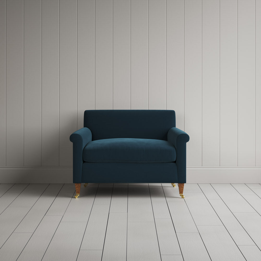  Front view of Idler Love Seat in Intelligent Velvet Aegean 