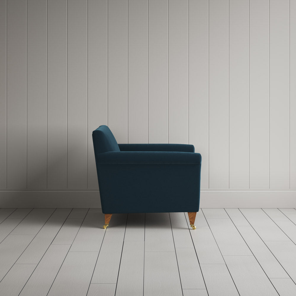  Side profile of Idler Love Seat in Intelligent Velvet Aegean 