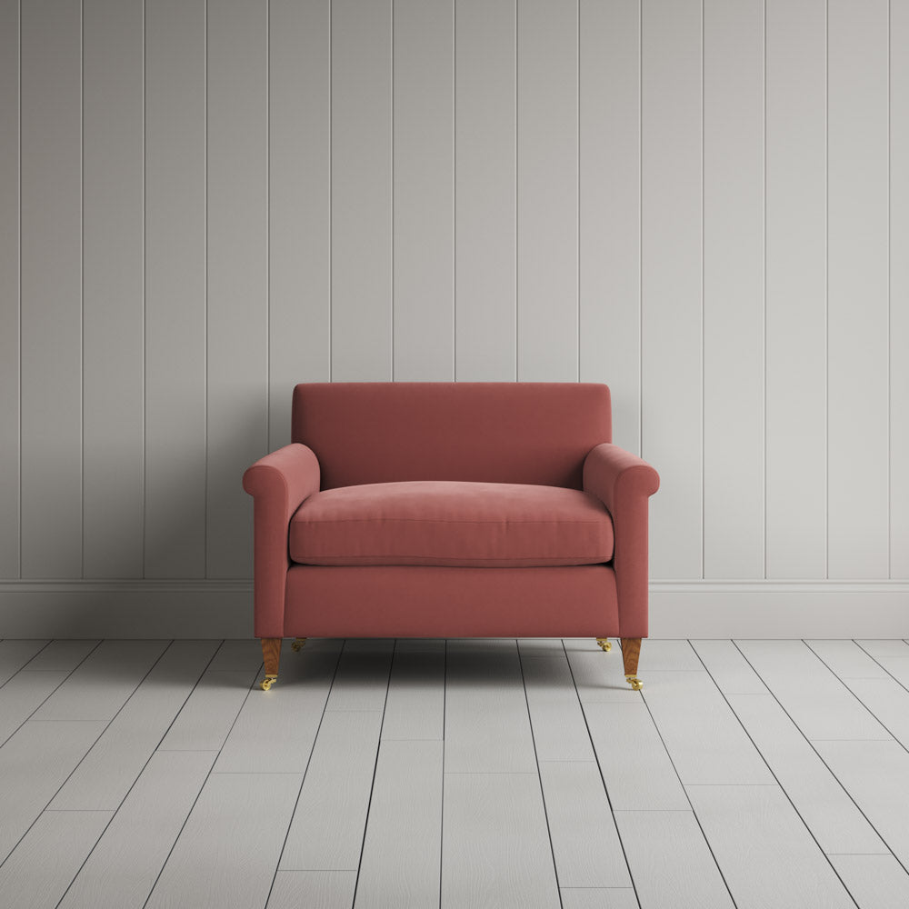  Front view of Idler Love Seat in Intelligent Velvet Damson 