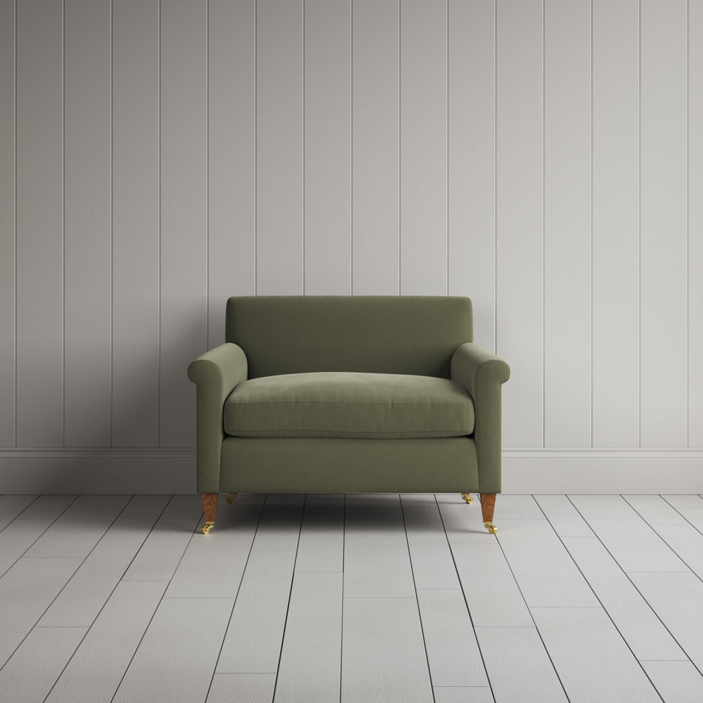  Front view of Idler Love Seat in Intelligent Velvet Green Tea 