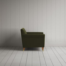 Side profile of Idler Love Seat in Intelligent Velvet Juniper