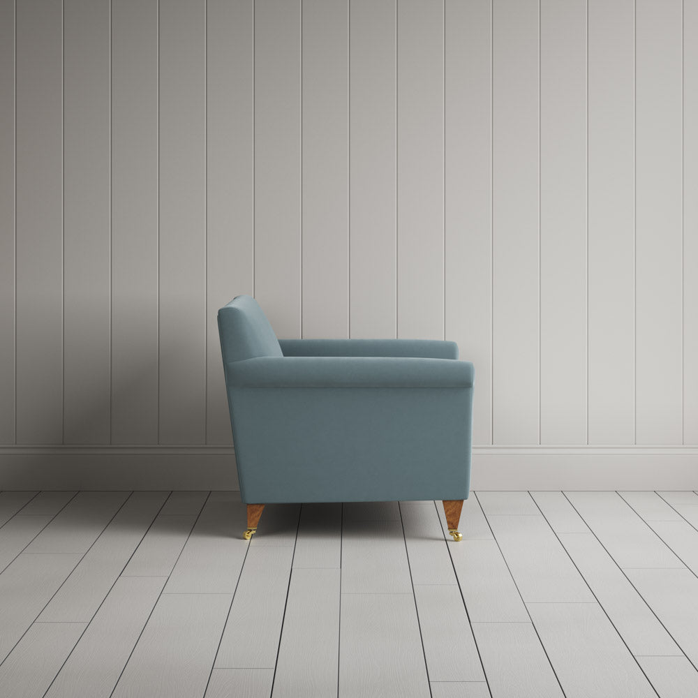  Side profile of Idler Love Seat in Intelligent Velvet Mineral 