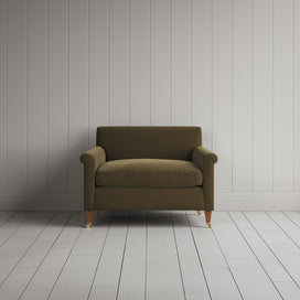Front view of Idler Love Seat in Intelligent Velvet Sepia