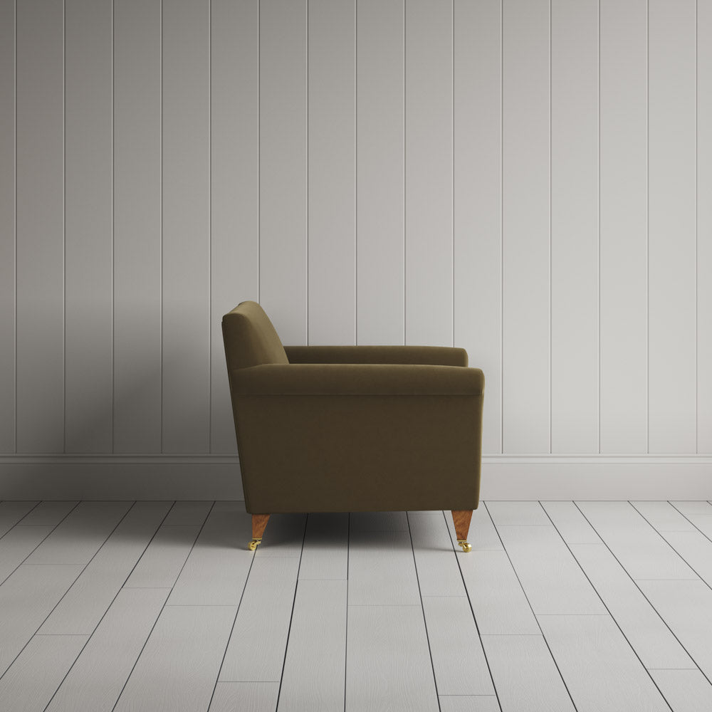 Side profile of Idler Love Seat in Intelligent Velvet Sepia