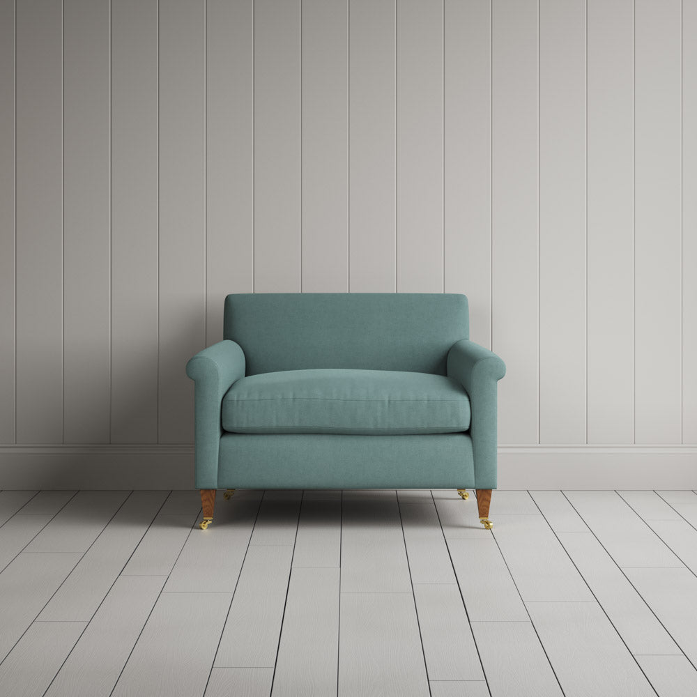  Front view of Idler Love Seat in Laidback Linen Cerulean 