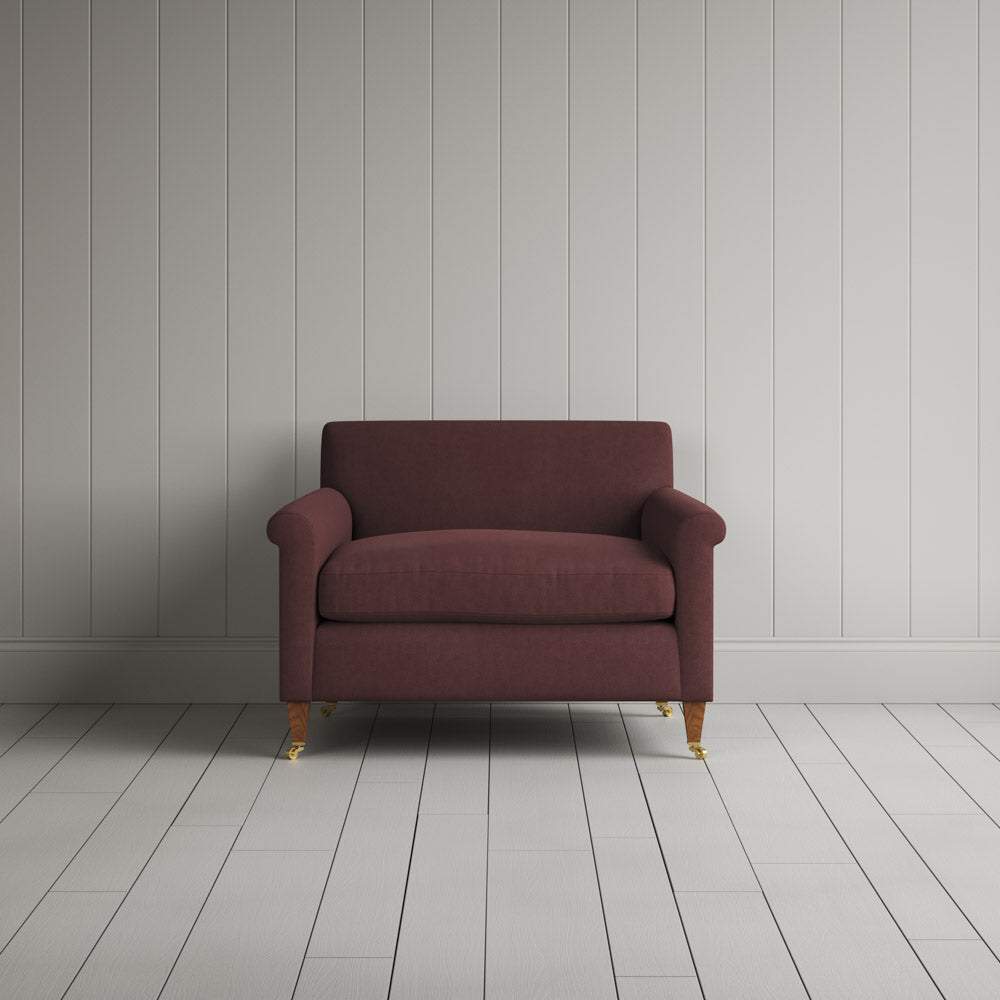 Front view of Idler Love Seat in Laidback Linen Damson