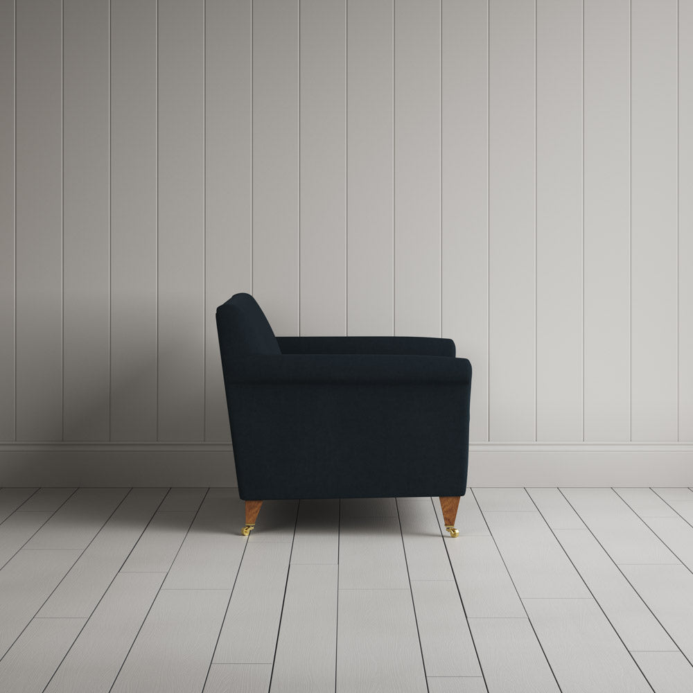  Side profile of Idler Love Seat in Laidback Linen Midnight 
