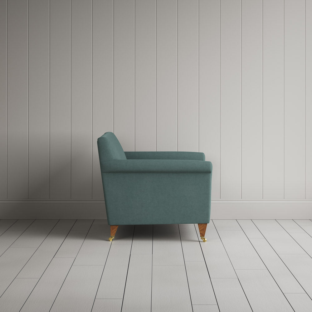Side profile of Idler Love Seat in Laidback Linen Mineral
