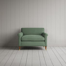 Front view of Idler Love Seat in Laidback Linen Moss