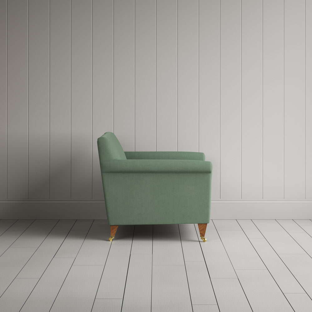  Side profile of Idler Love Seat in Laidback Linen Moss 