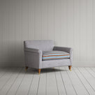 Idler Love Seat in Ticking Blue Brown Frame and Regatta Blue Seat angled view