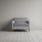 Idler Love Seat in Ticking Blue Brown Frame and Regatta Blue Seat front view