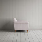 Idler Love Seat in Ticking Berry Frame and Intelligent Velvet Damson Seat side profile