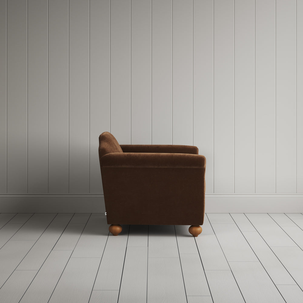  Side profile of the Tobacco corduroy Dolittle love seat 