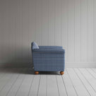 Dolittle Love Seat in Well Plaid Cotton, Blue Brown, Side View - Nicola Harding