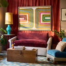 End-of-the-Line - Comfort Zone 3 Seater Sofa in Ticking Blue Brown Frame & Laidback Linen Midnight Seat