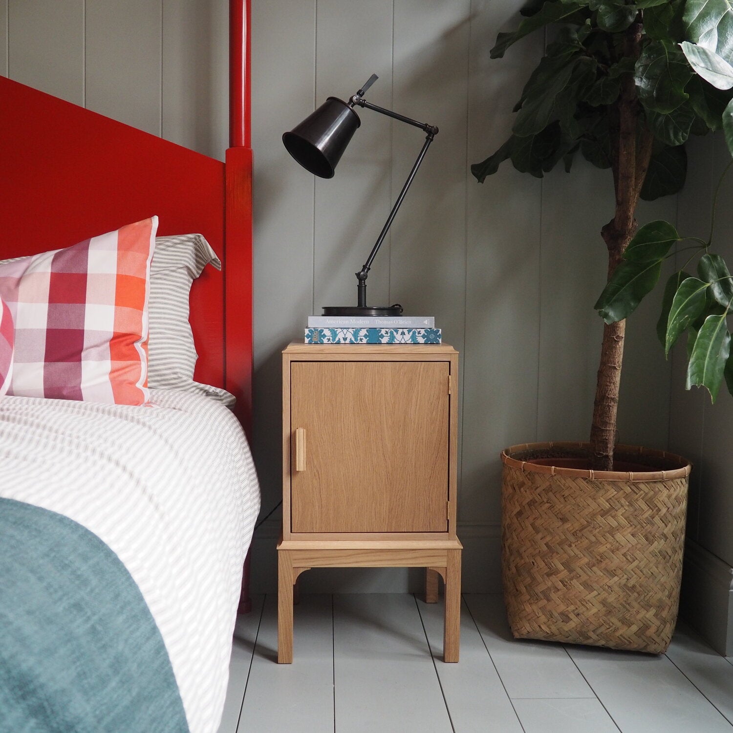  Bits and Bobs Bedside Table, Natural Oak, Right Hand Side 