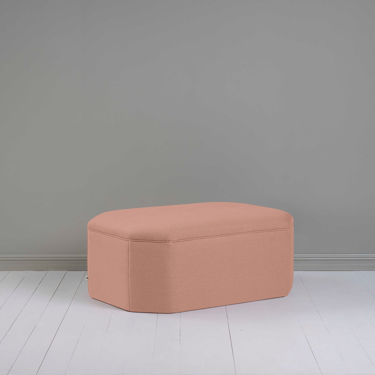 Hither Hexagonal Storage Ottoman in Laidback Linen Roseberry - Nicola Harding