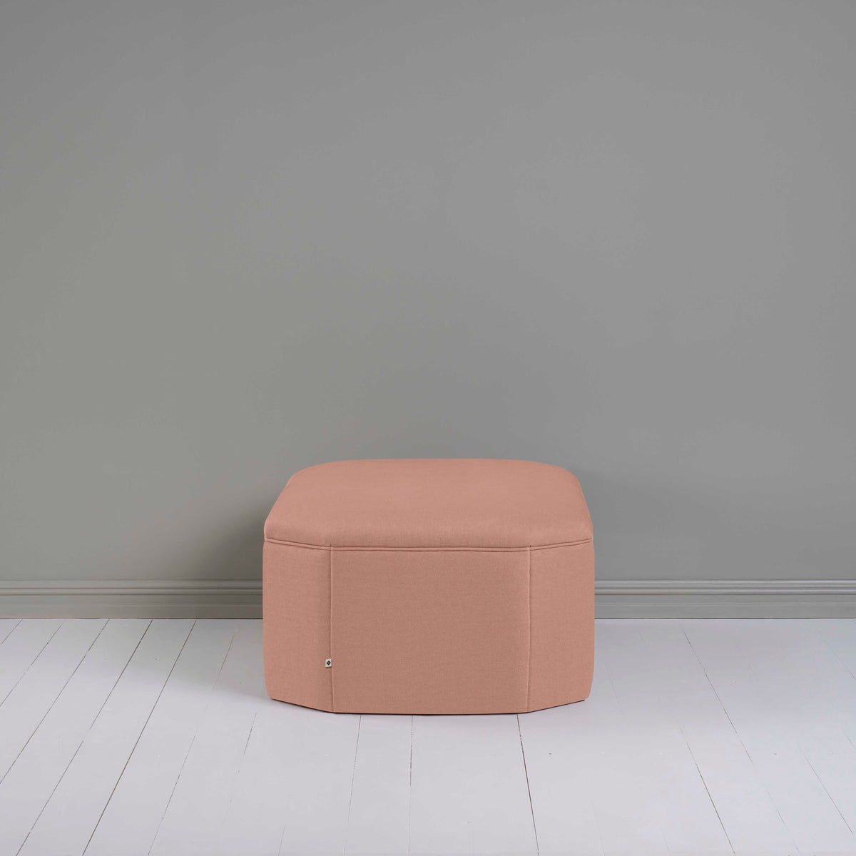 Hither Hexagonal Storage Ottoman in Laidback Linen Roseberry - Nicola Harding
