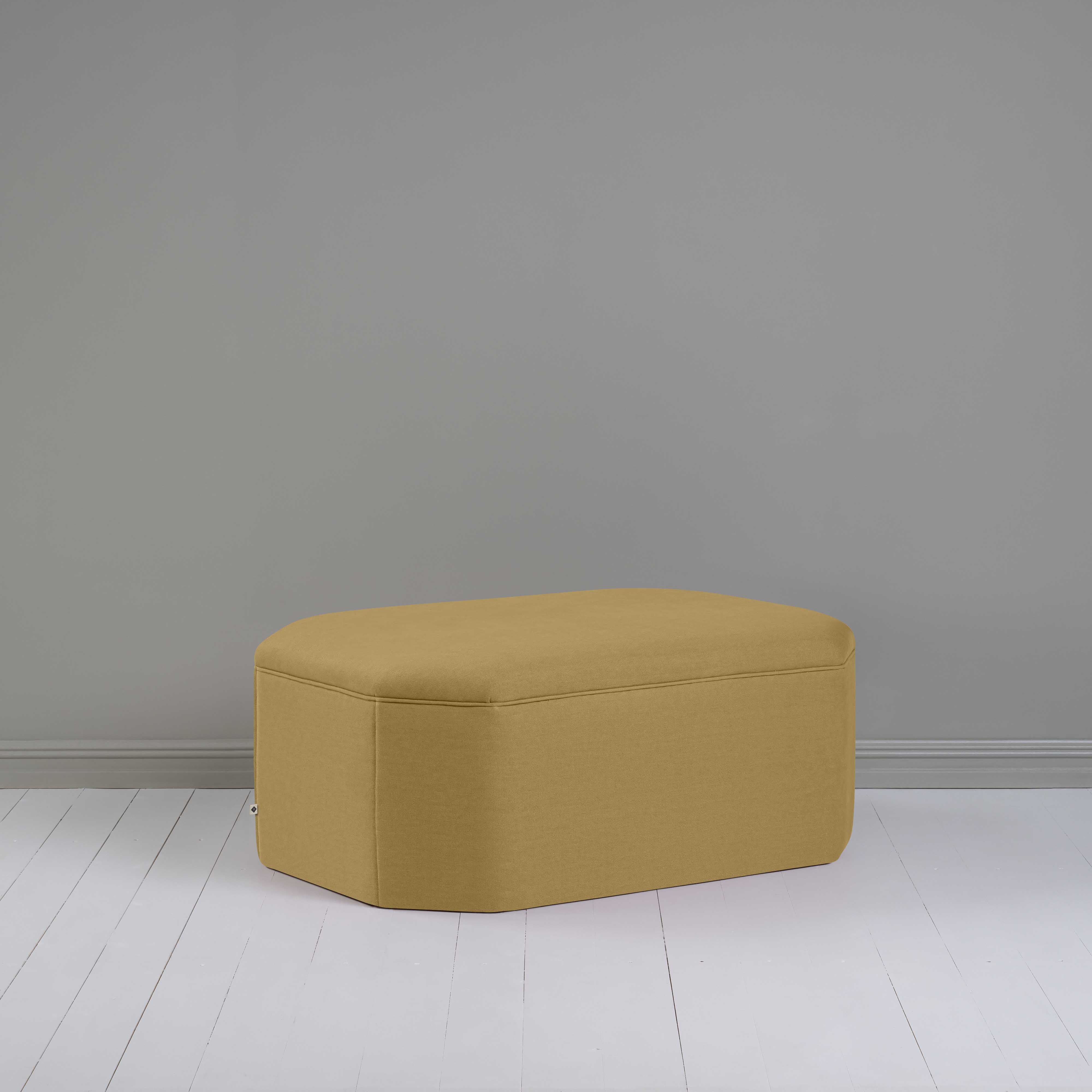  Hither Hexagonal Storage Ottoman in Laidback Linen Ochre - Nicola Harding 