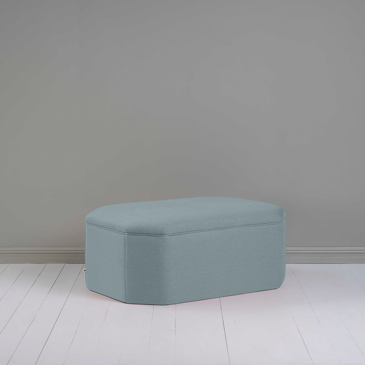 Hither Hexagonal Ottoman in Laidback Linen Cerulean - Nicola Harding