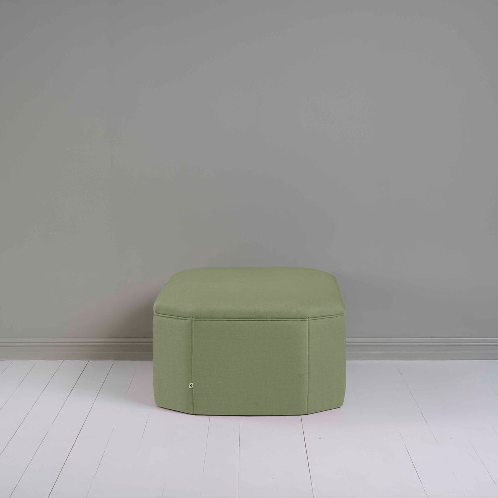 Hither Hexagonal Storage Ottoman in Laidback Linen Moss - Nicola Harding