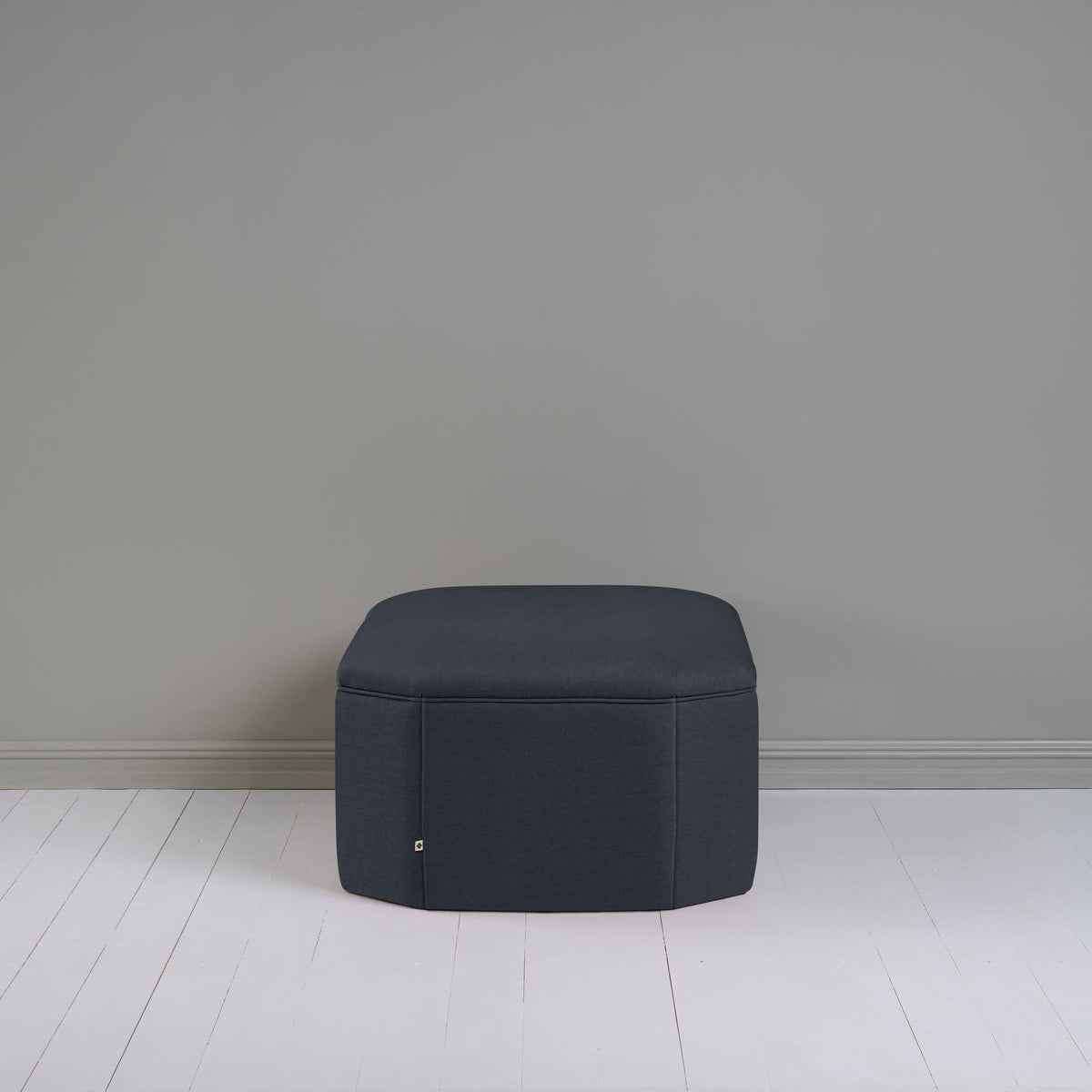 Hither Hexagonal Ottoman in Laidback Linen Midnight - Nicola Harding