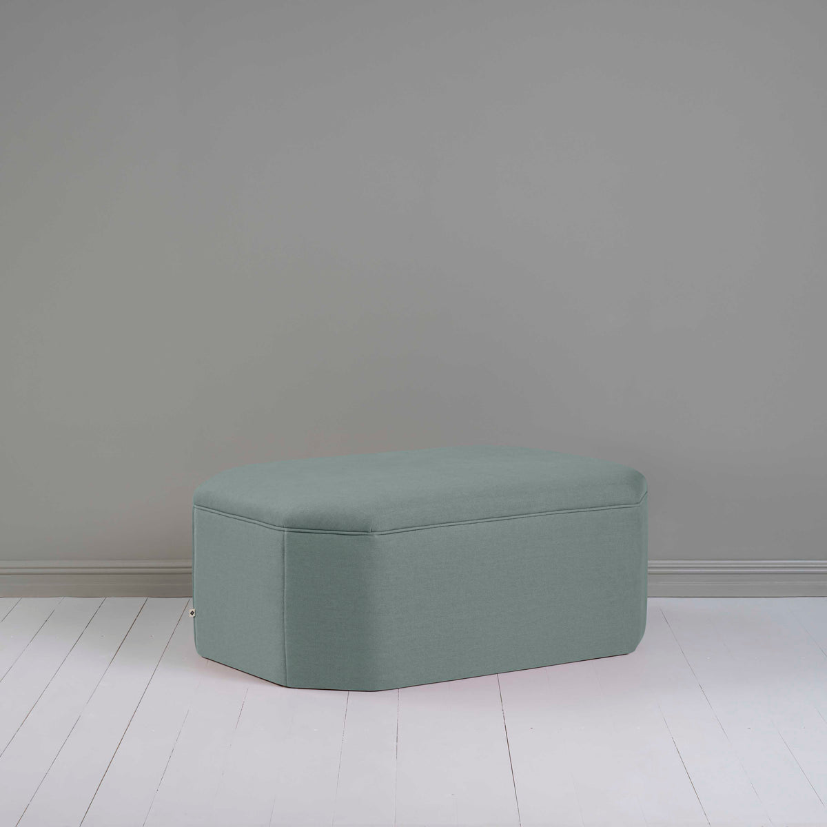 Hither Hexagonal Ottoman in Laidback Linen Mineral - Nicola Harding