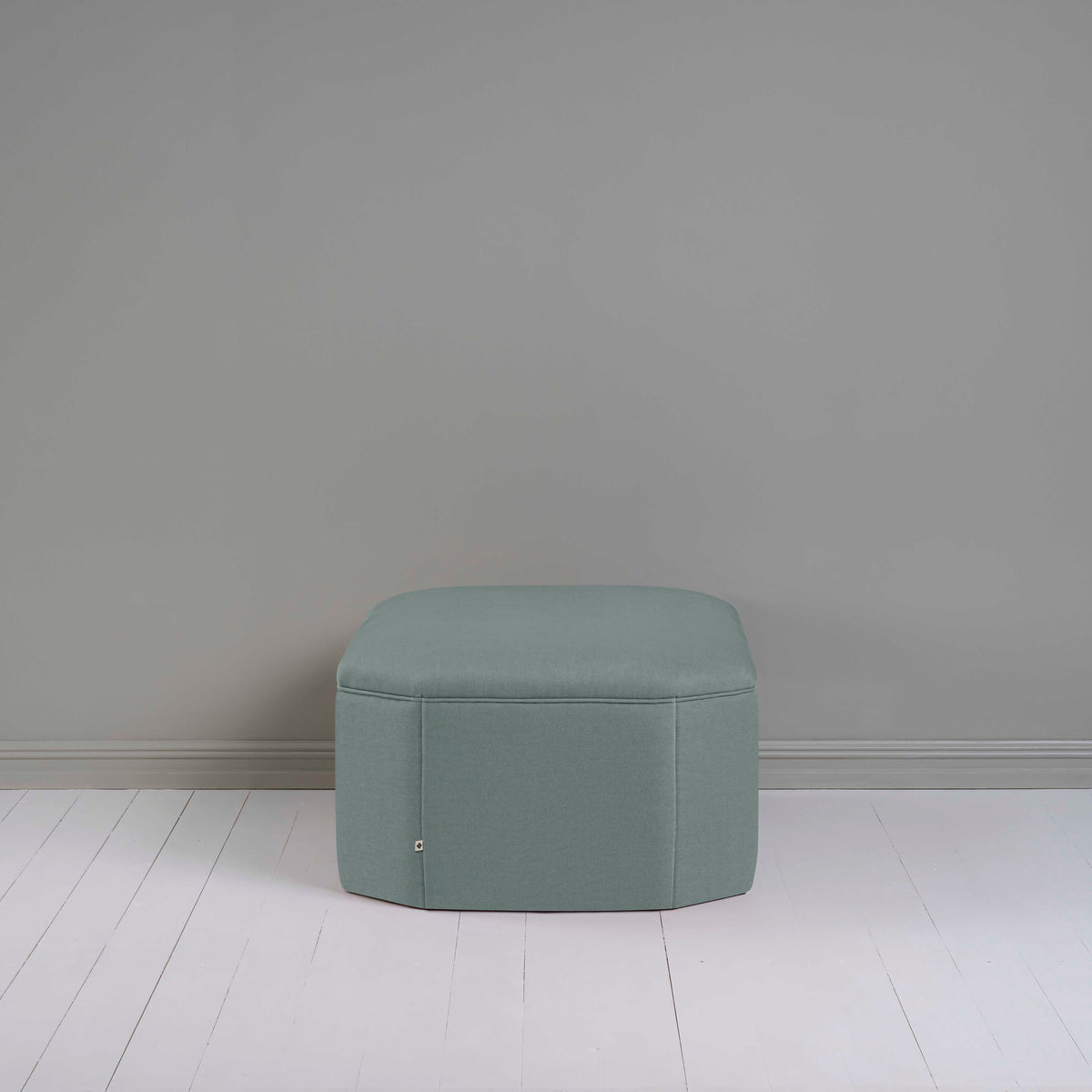 Hither Hexagonal Ottoman in Laidback Linen Mineral - Nicola Harding