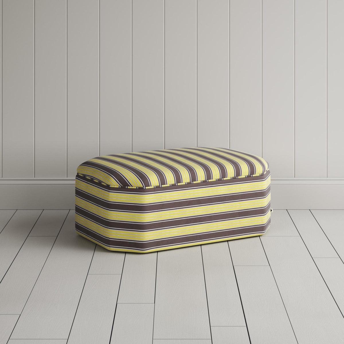 Hither Hexagonal Ottoman in Regatta Cotton, Custard