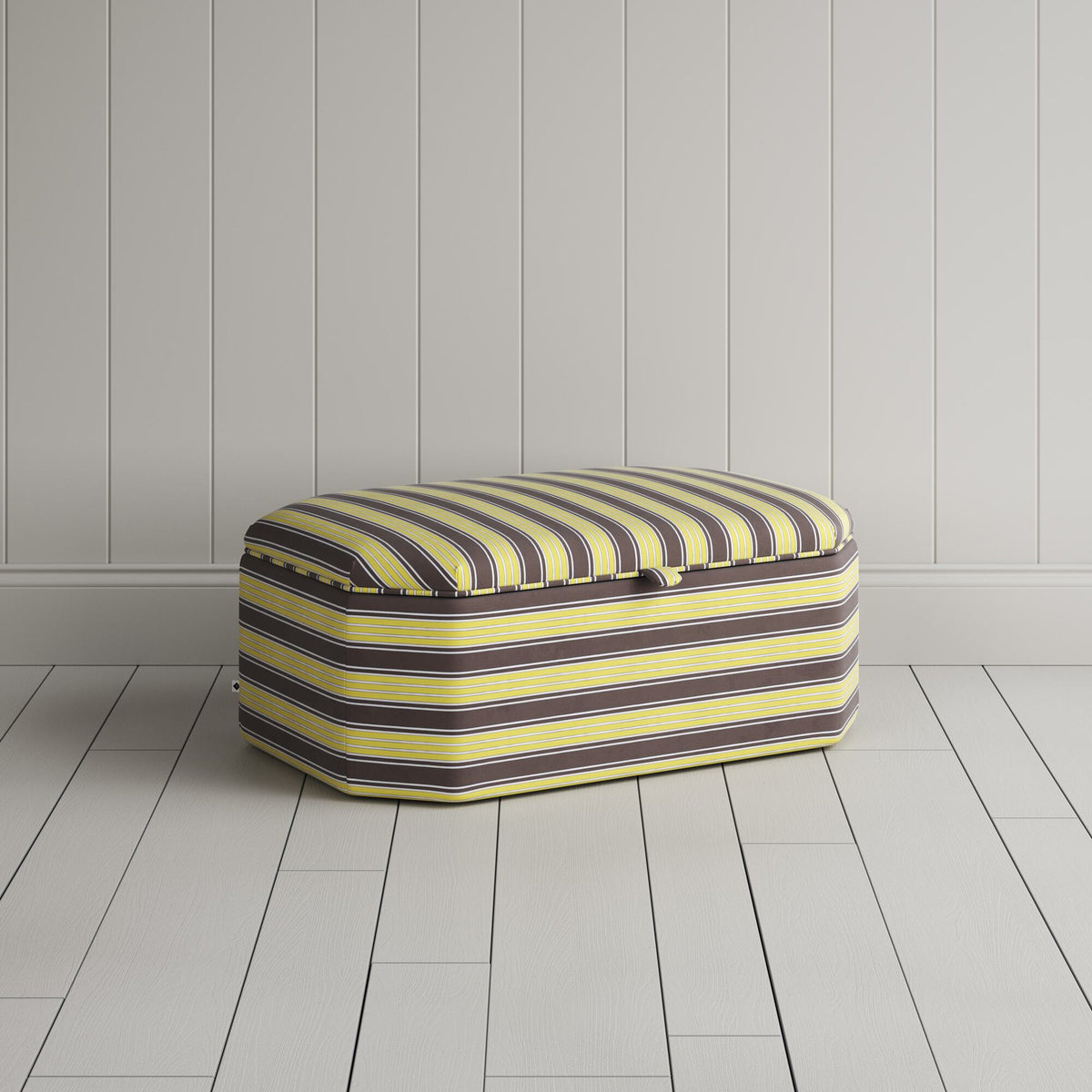 Hither Hexagonal Storage Ottoman in Regatta Cotton, Custard
