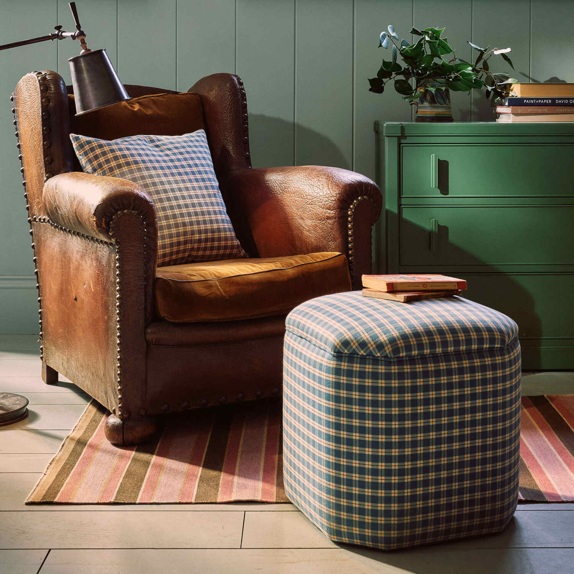  Thither Hexagonal Ottoman in Intelligent Velvet Damson 