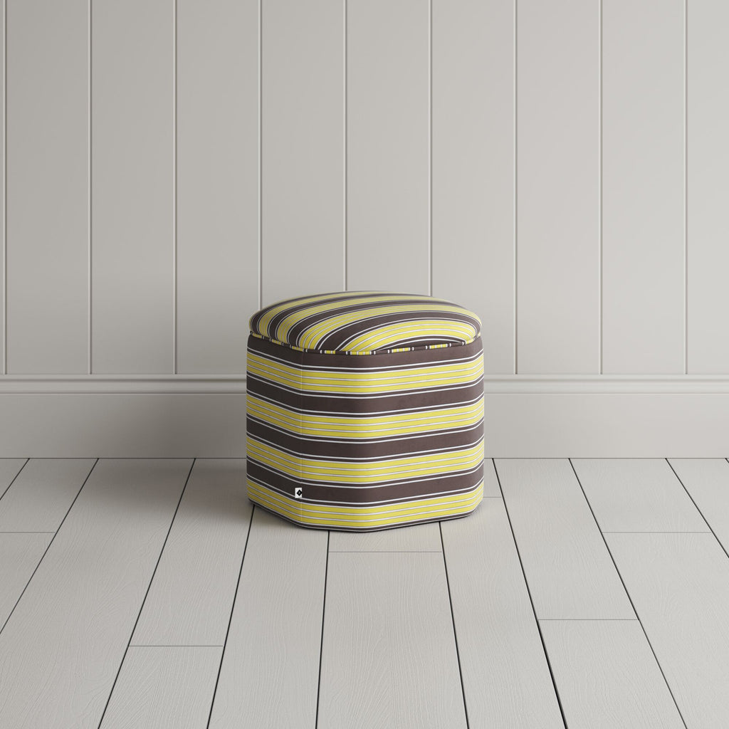  Thither Hexagonal Ottoman in Regatta Cotton, Custard 
