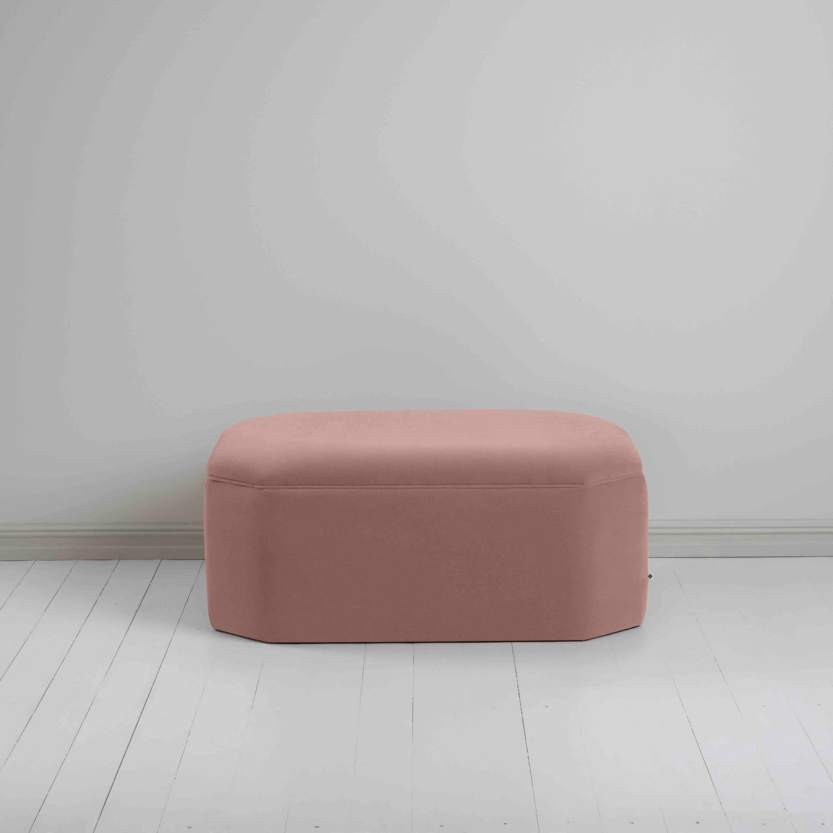 Hither Hexagonal Ottoman in Intelligent Velvet Dusky Pink - Nicola Harding