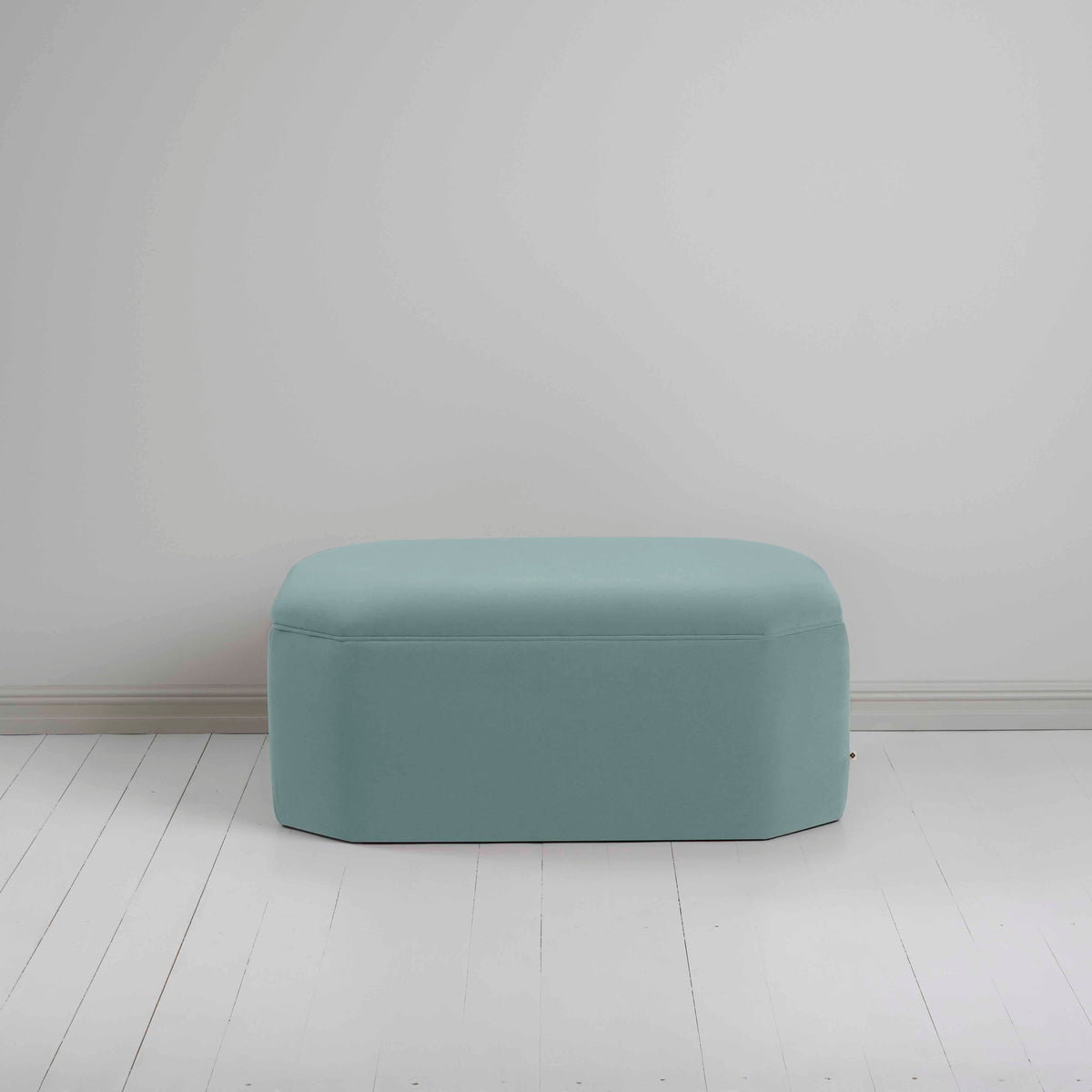 Hither Hexagonal Storage Ottoman in Intelligent Velvet Mineral - Nicola Harding