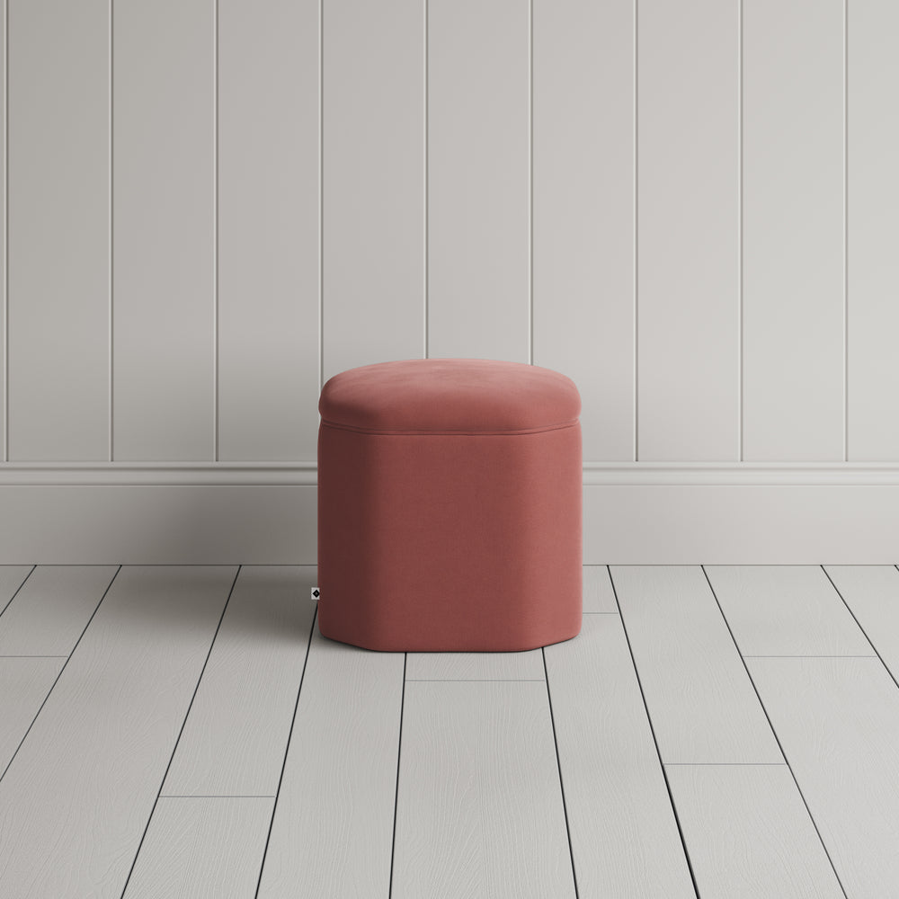  Thither Hexagonal Ottoman in Intelligent Velvet Damson, Back View - NiX 