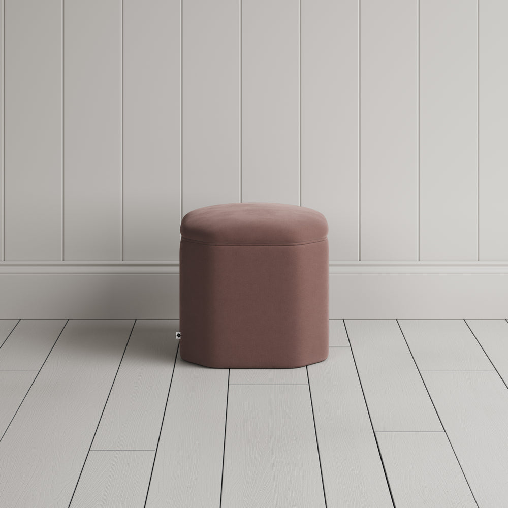  Thither Hexagonal Ottoman in Intelligent Velvet Dusky Pink Back View - NiX 