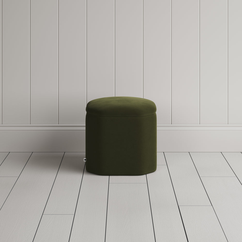 Thither Hexagonal Ottoman in Intelligent Velvet Juniper Back View - NiX
