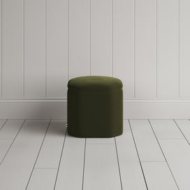 Thither Hexagonal Ottoman in Intelligent Velvet Juniper Back View - NiX