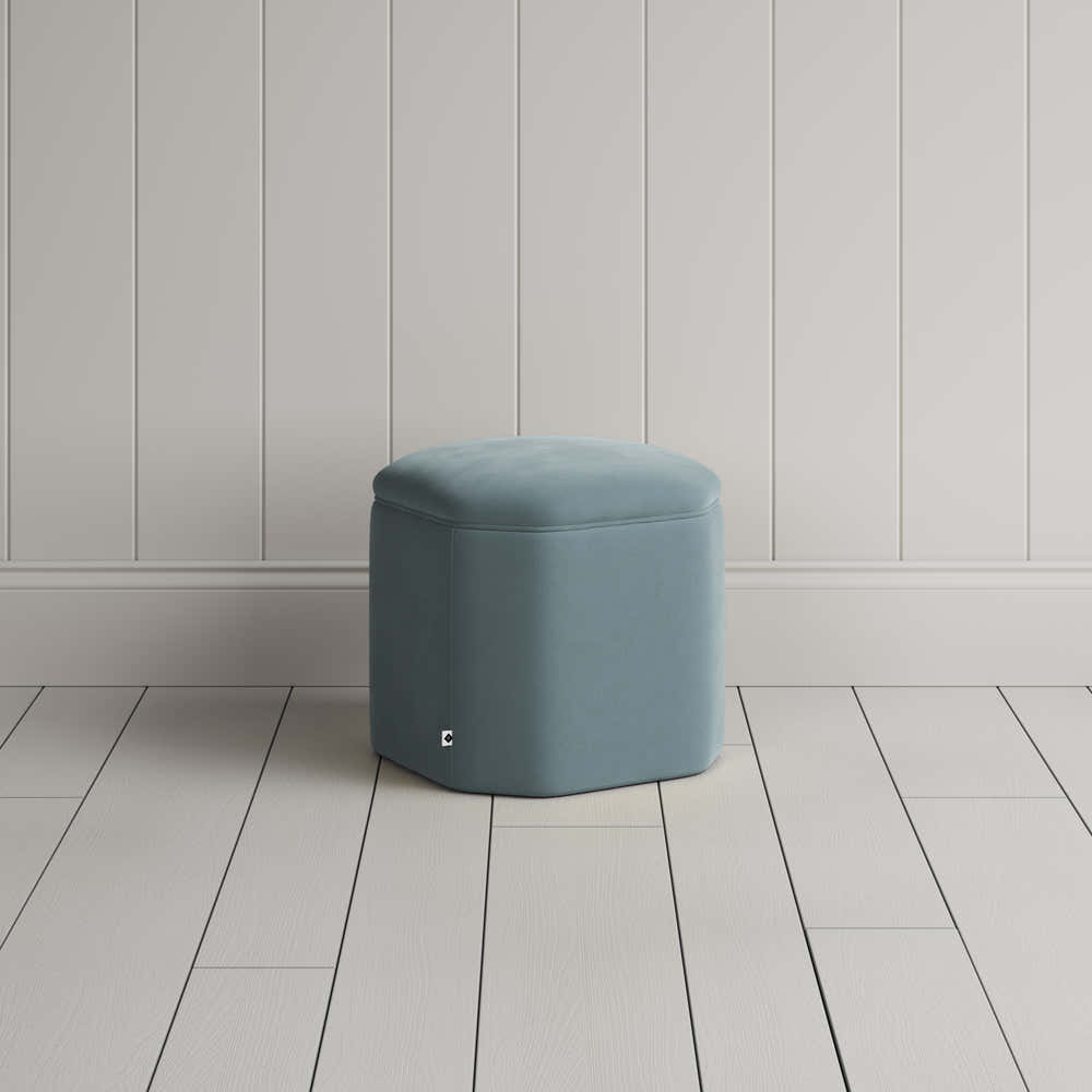  Thither Hexagonal Ottoman in Intelligent Velvet Mineral - NiX 