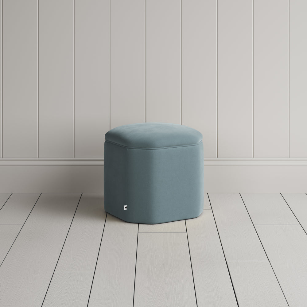 Thither Hexagonal Ottoman in Intelligent Velvet Mineral - NiX