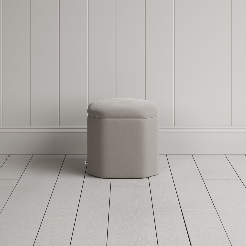 Thither Hexagonal Ottoman in Intelligent Velvet Moonstone Back View - NiX