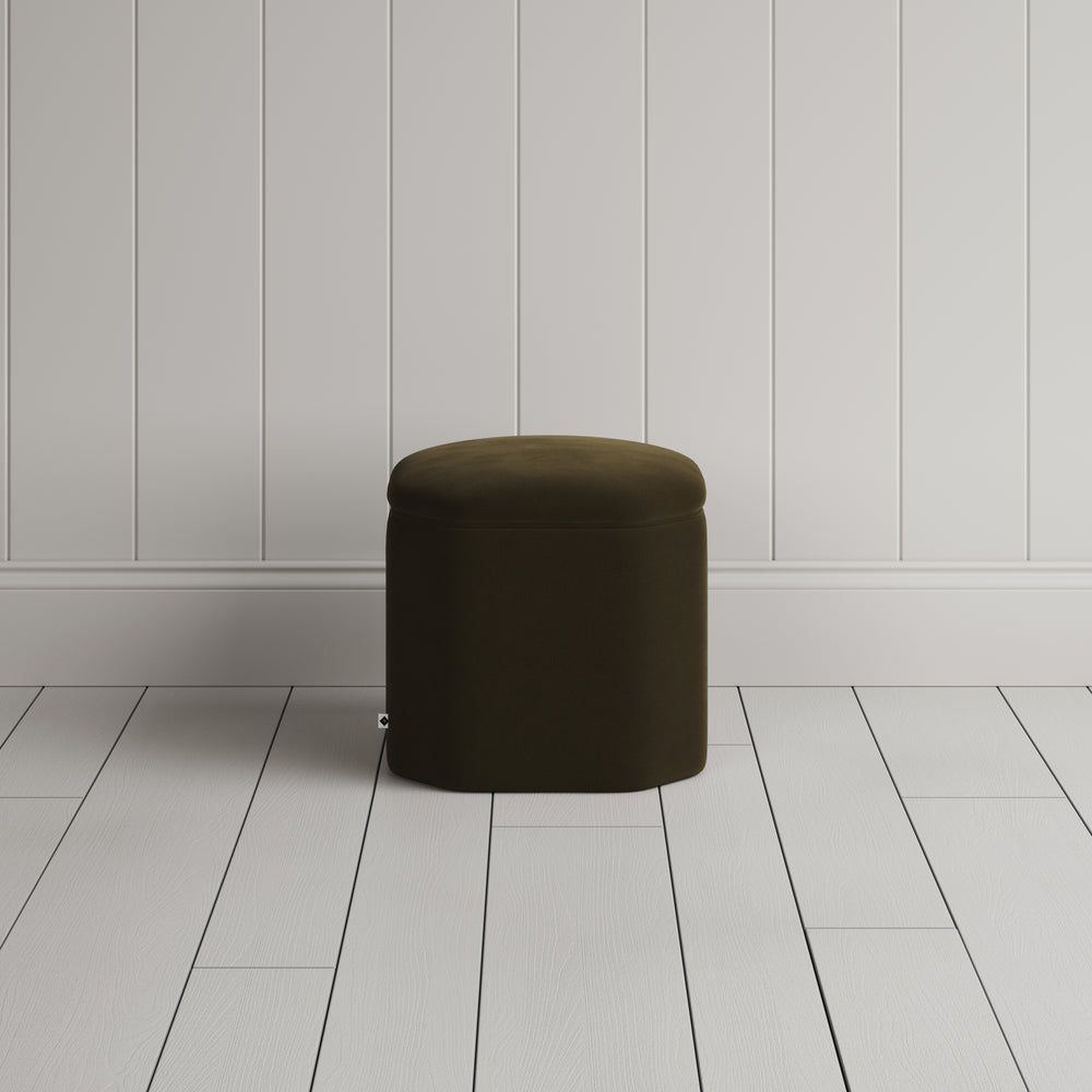  Thither Hexagonal Ottoman in Intelligent Velvet Seaweed Back View - NiX 