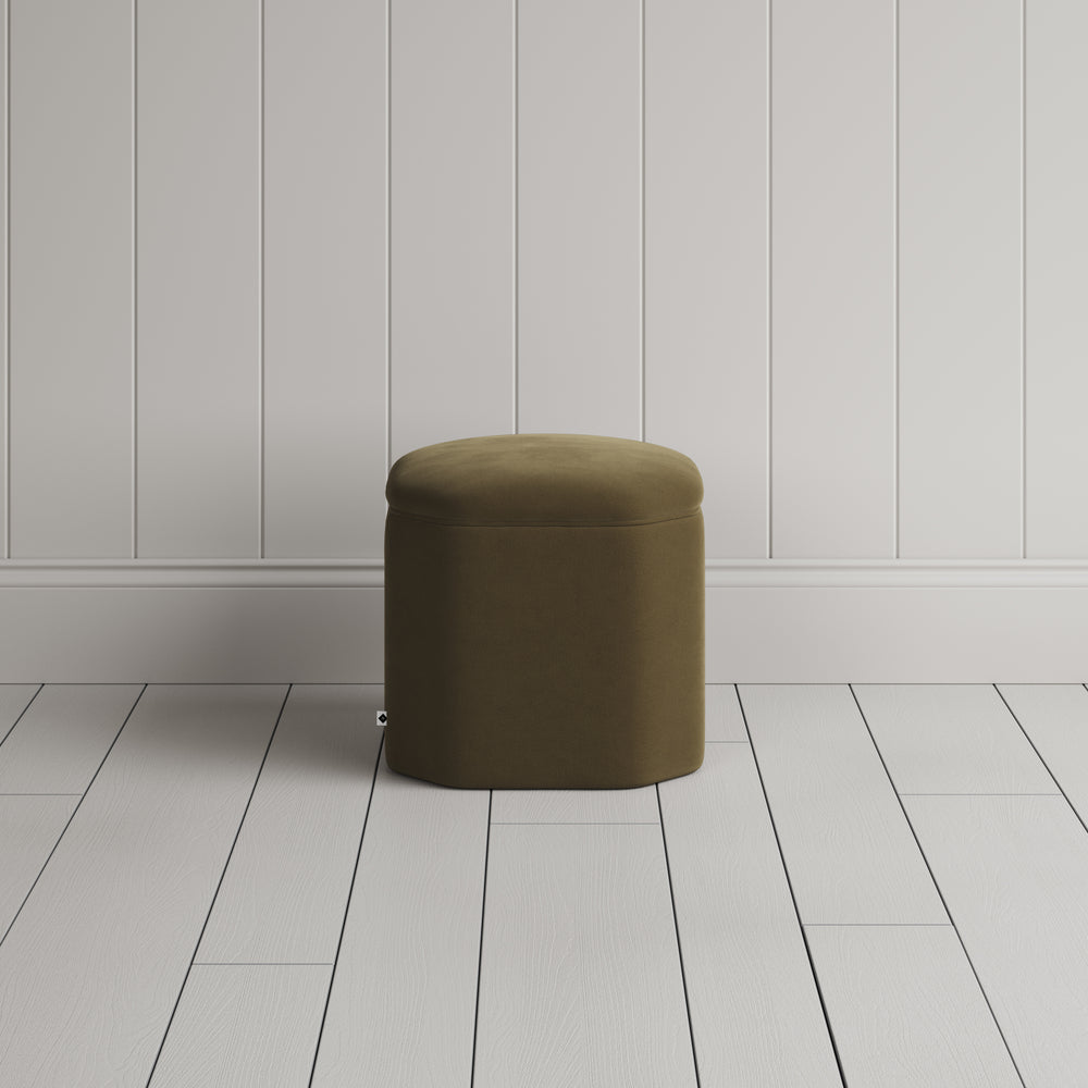 Thither Hexagonal Ottoman in Intelligent Velvet Sepia Back View - NiX