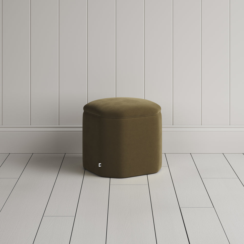 Thither Hexagonal Ottoman in Intelligent Velvet Sepia - NiX